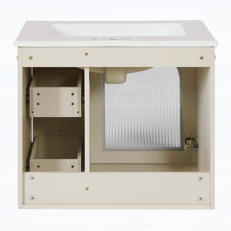 Bathroom Cabinet with Ceramic Sink,2 Drawers and 1 Soft-Close Door