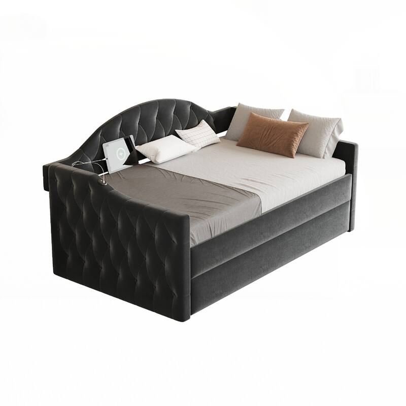 Tufted Upholstered Daybed with Trundle