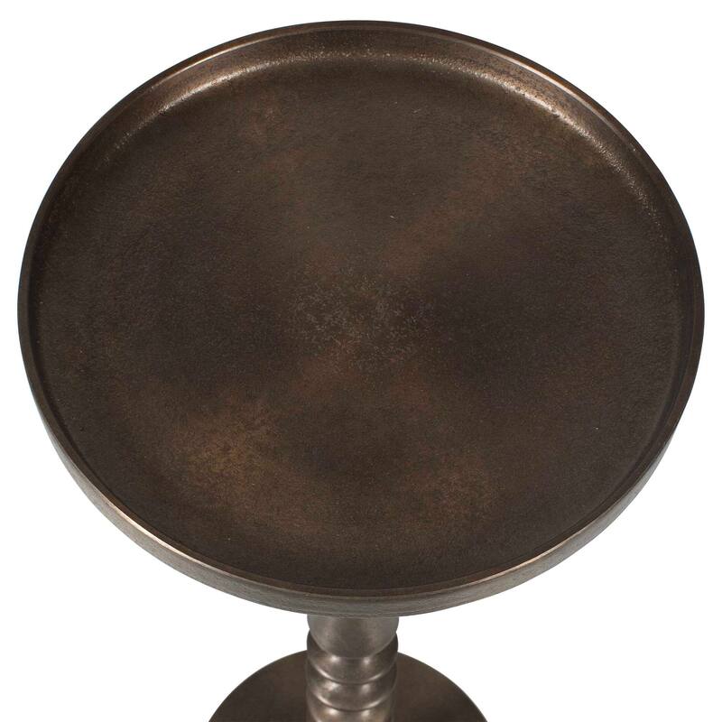 Strick & Bolton Bronze Antique Aluminum Iron Round Accent Table
