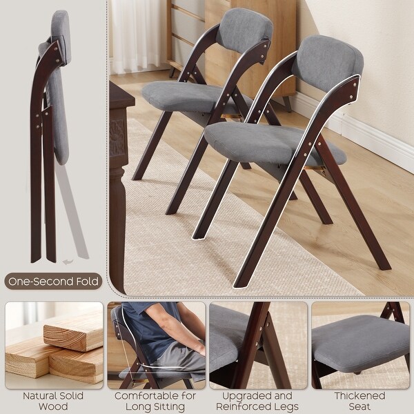 HOMYKA Padded Folding Chair Portable Wooden Dining Chairs Set of 4