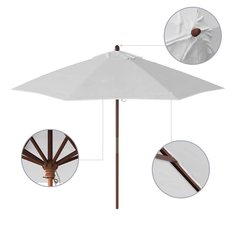 California Umbrella 9-ft. Round Marenti Wood-framed Olefin Patio Umbrella (No Base)