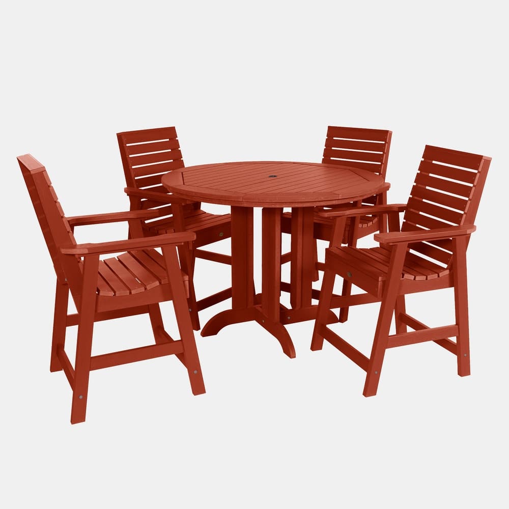 Weatherly 5-piece Outdoor Dining Set - 48" Round Table, Counter-height