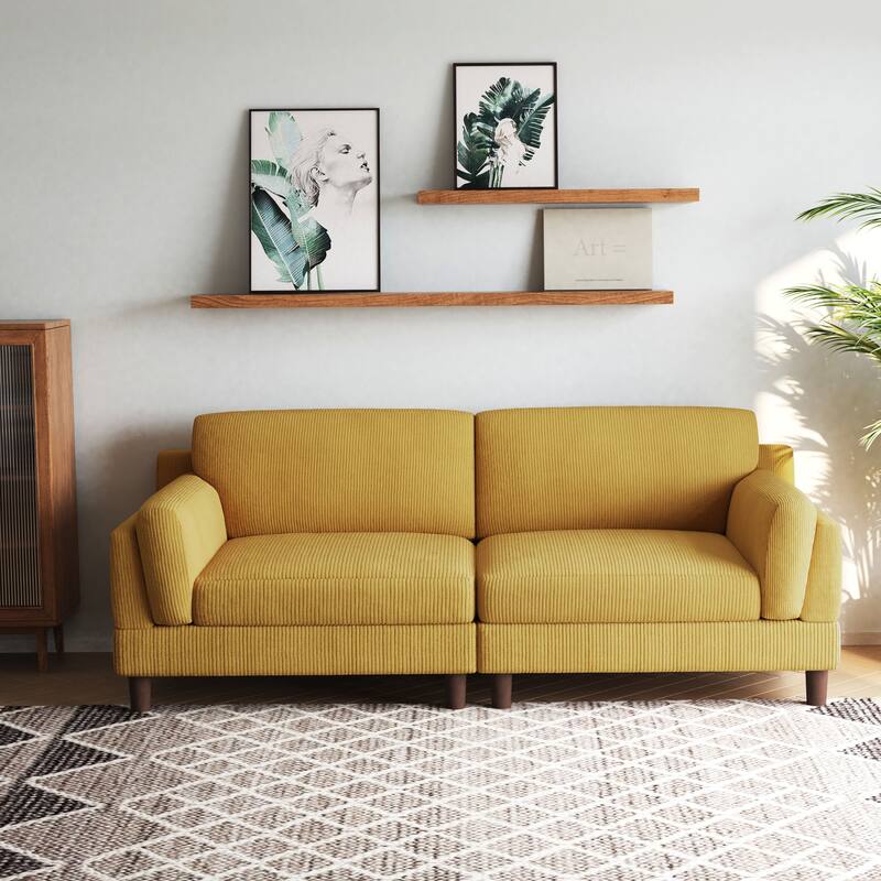 Modern 90" inch Sofa Comfy Corduroy Deep Seats Sofa