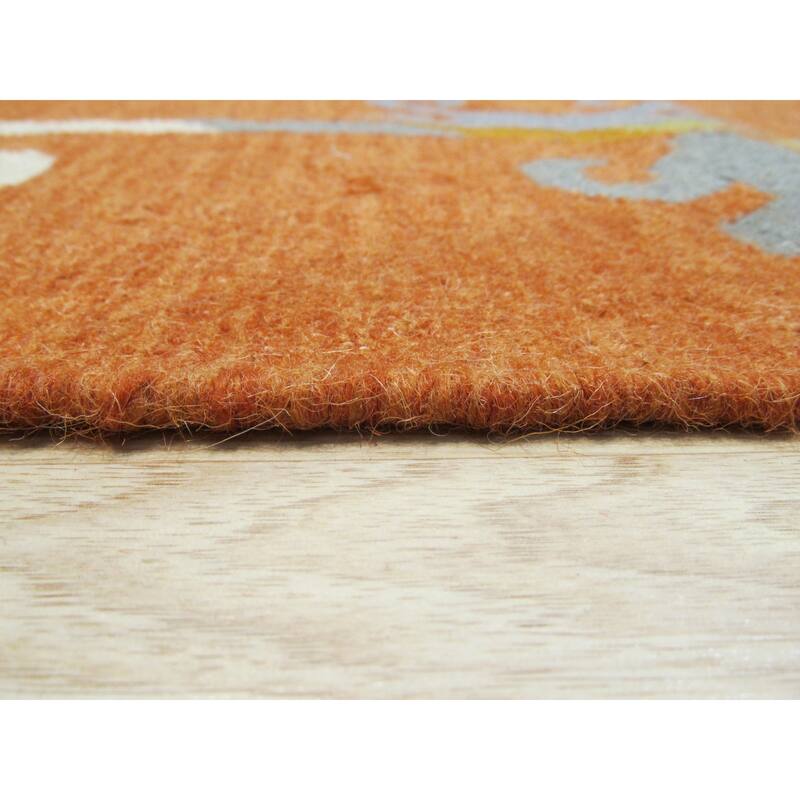 Rust Handmade Wool Kilim Rug by EORC | Elegant and Textured Area Rug