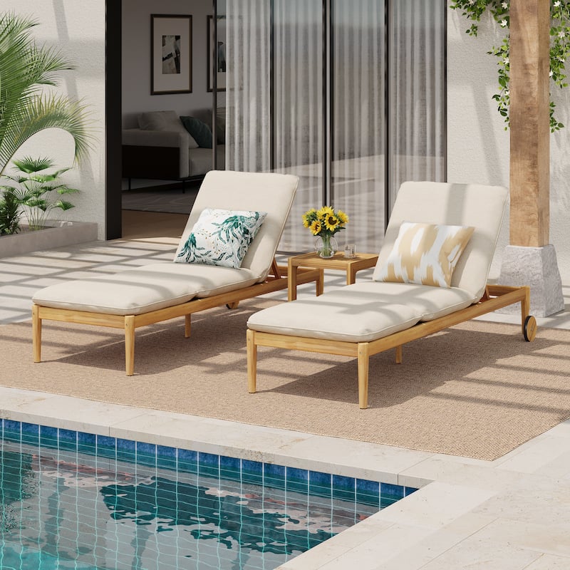 Christopher Knight Home - Jack Acacia Wood Patio Chaise Lounger (Set of 2)