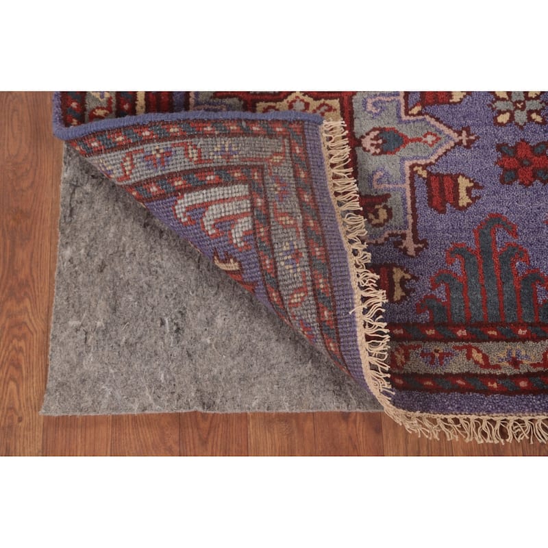 Geometric Oushak Oriental Foyer Rug Hand-Knotted Wool Carpet - 4'0" x 5'11"