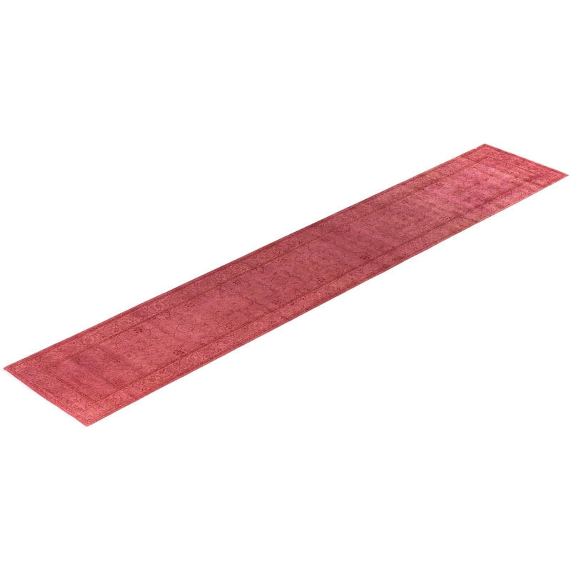 Overdyed One-of-a-Kind Hand-Knotted Area Rug - Pink - 2' 6" x 14' 2"