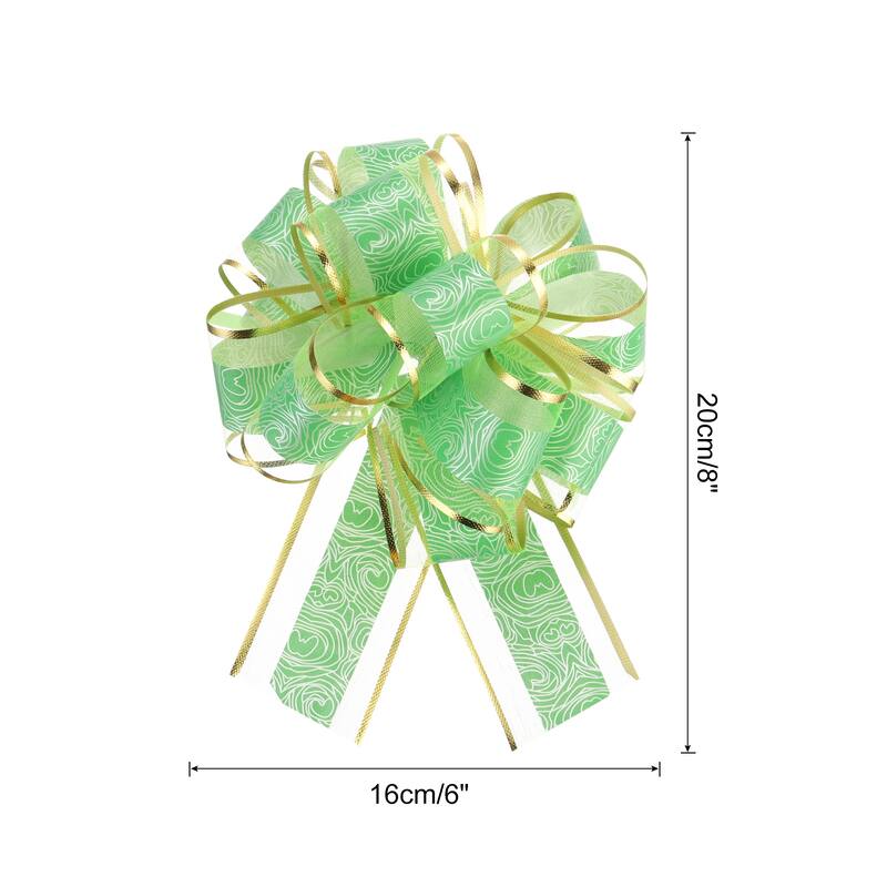 20pcs Large Pull Bow Gift Wrapping Bows Ribbon Organza for Wedding - Green - 6 Inch