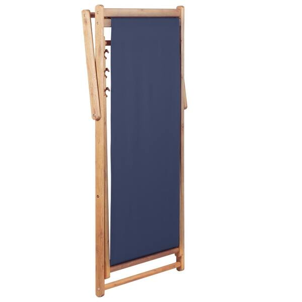 Shop Vidaxl Folding Beach Chair Fabric And Wooden Frame Blue Overstock 27991915