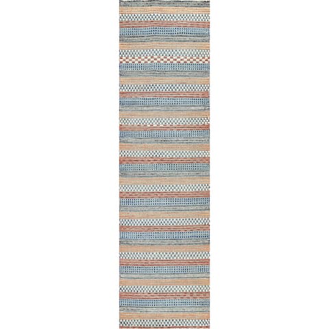 Striped Gabbeh Kashkoli Runner Rug Hand-knotted Oriental Wool Carpet - 2'5" x 10'3"