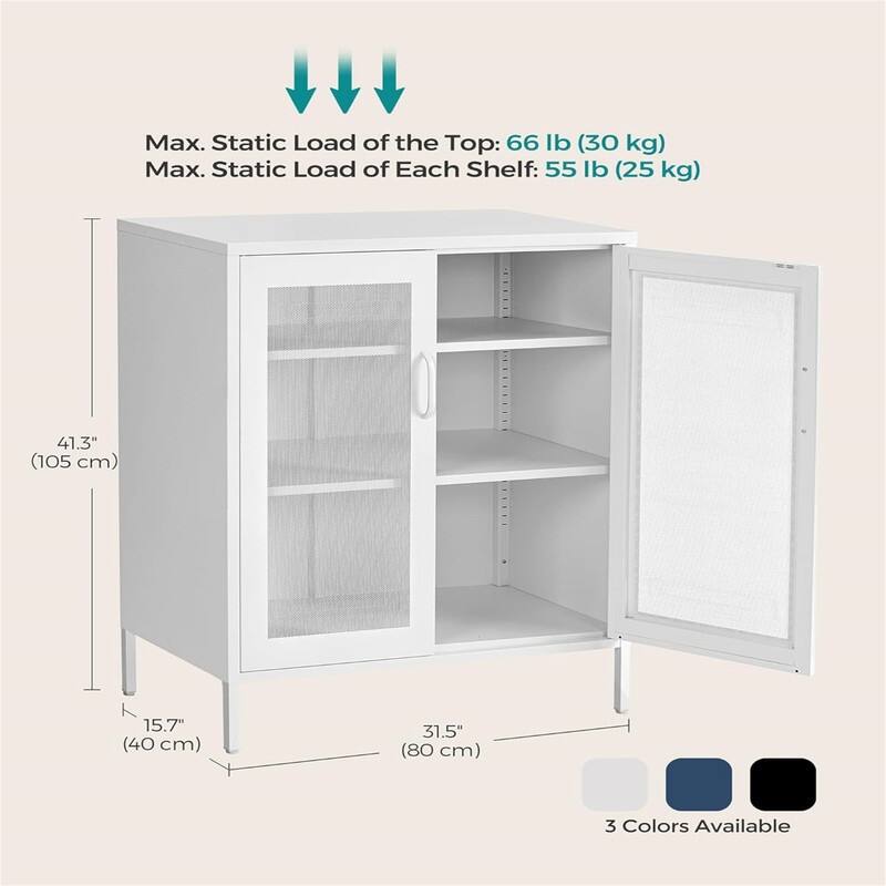 Metal Storage Cabinet with Mesh Doors - 15.7"D x 31.5"W x 41.3"H