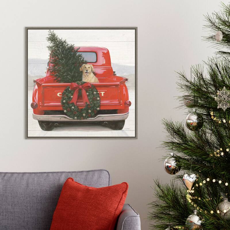 Christmas in the Heartland IV Dog by James Wiens Framed Canvas Wall Art