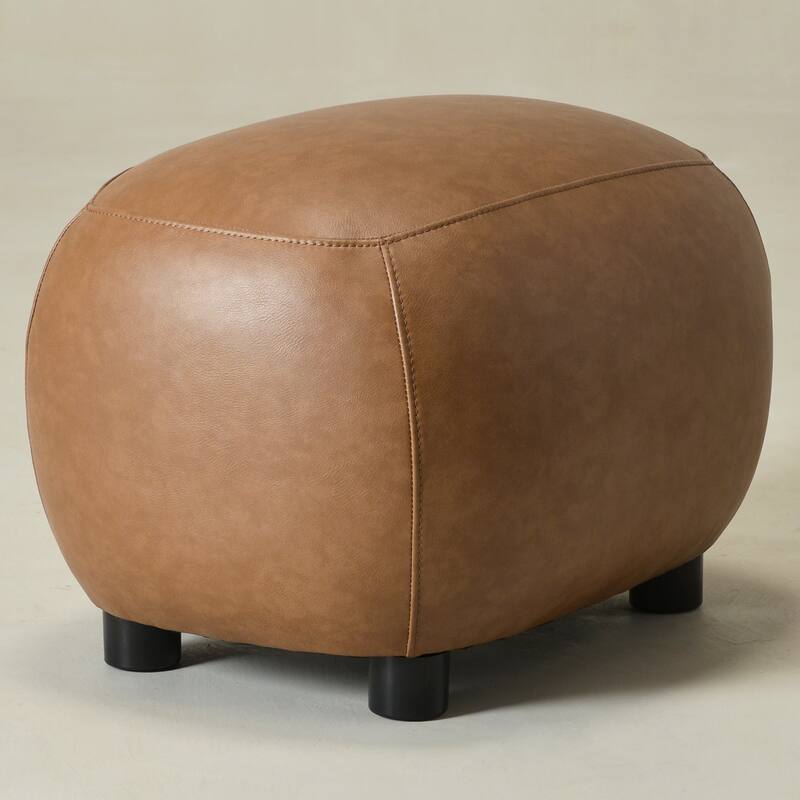 KINWELL 23" Wide Faux Leather Upholstered Ottoman Footrest, PU Entryway Footstool