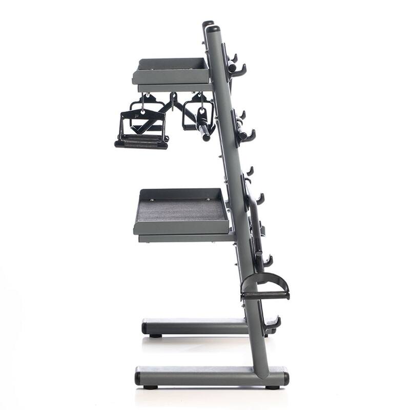 Power Systems Black Chrome Cable Attachment Rack with 9 Gym Accessories Attachments Included - Medium