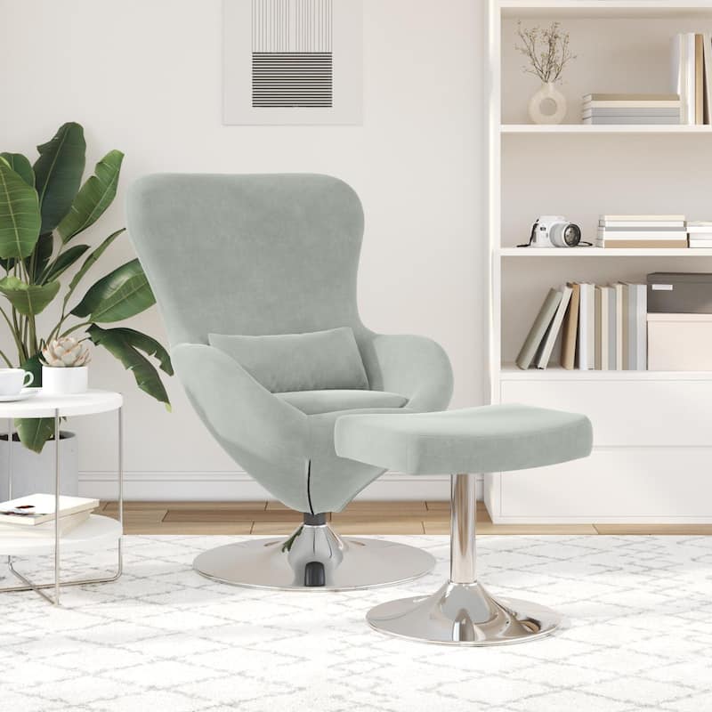 vidaXL Egg Chair Black/ Dark/Light Grey Velvet - 24.8 x 28.7 x 35.4