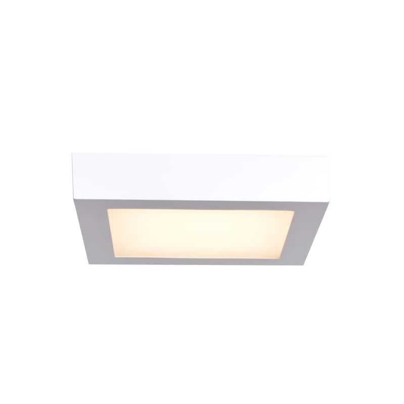 Strike 2.0 - 7in - Dimmable LED Square Flush Mount - White Finish - Acrylic Lens - White