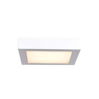 Strike 2.0 - 7in - Dimmable LED Square Flush Mount - White Finish - Acrylic Lens