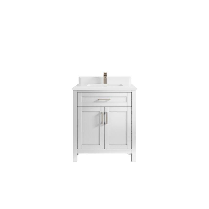 Willow Collections 30 in. W x 22 in. D Cambridge Single Sink Bathroom Vanity with Countertop - 1.5" White Quartz - White