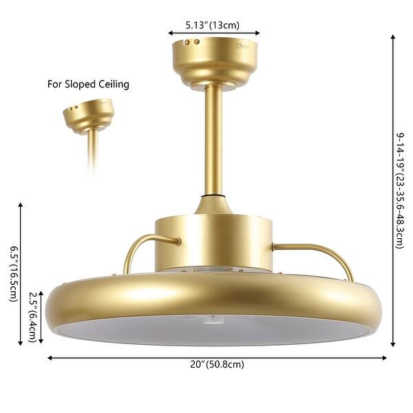 dimension image slide 0 of 4, JONATHAN Y Loren 20" Modern 6-Speed Metal Dimmable Smart LED Ceiling Fan, App & Remote - 11.5 Inches