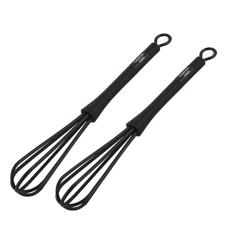 Home Cake Shop Kitchenware Plastic Nonslip Handle Egg Beater Whisk Black 2 Pcs