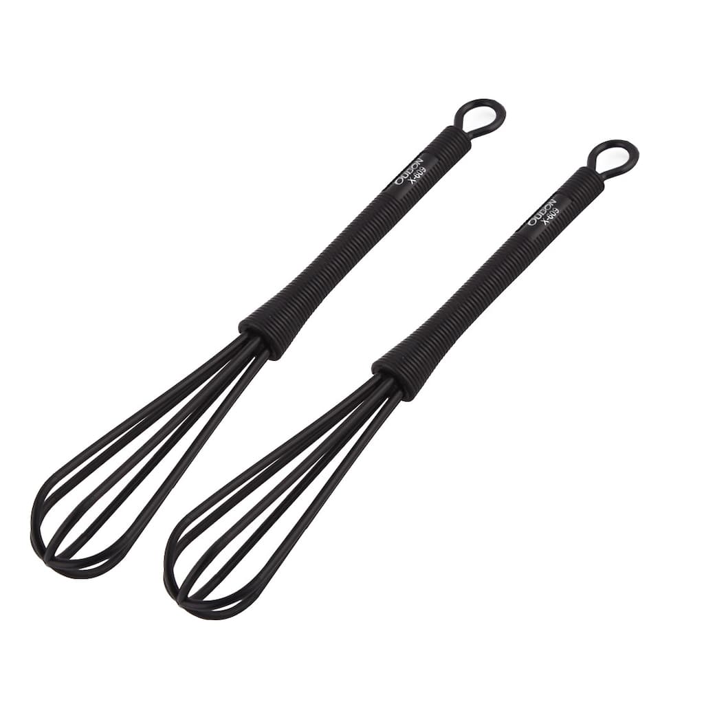 Home Cake Shop Kitchenware Plastic Nonslip Handle Egg Beater Whisk Black 2 Pcs