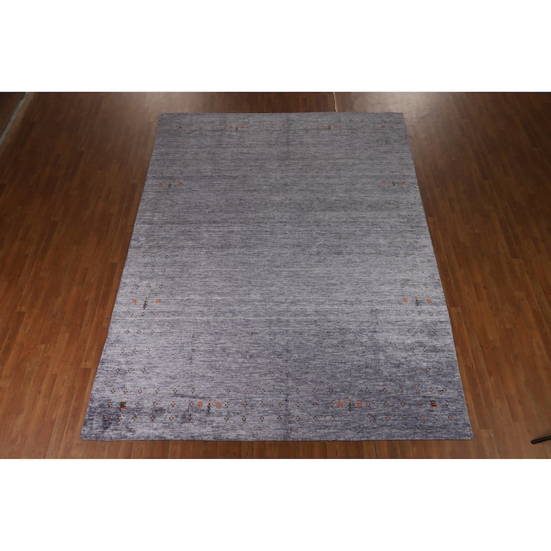 Hand Knotted Oriental 100% Wool Carpet Tribal Tribal Navy Blue & Blues Gabbeh Area Rug - 12' 1'' X 9' 1''
