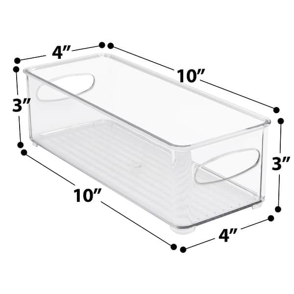 dimension image slide 2 of 3, Plastic Storage Bins Stackable Clear Pantry Organizer Box Containers