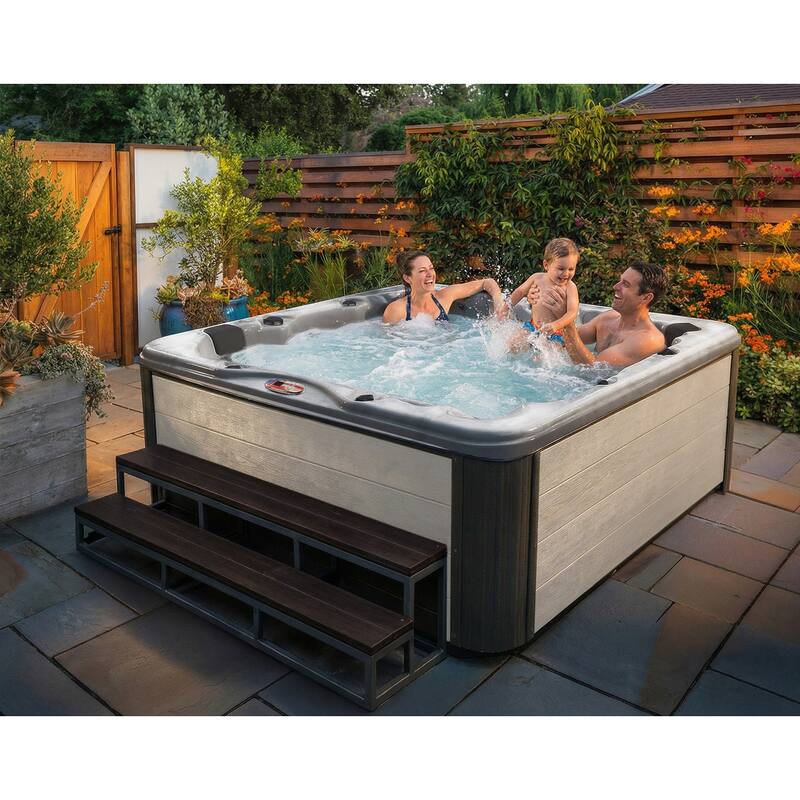 American Spas 6-Person 56-Jet Premium Acrylic Lounge Spa Standard Hot Tub with Sound System and LED Waterfall