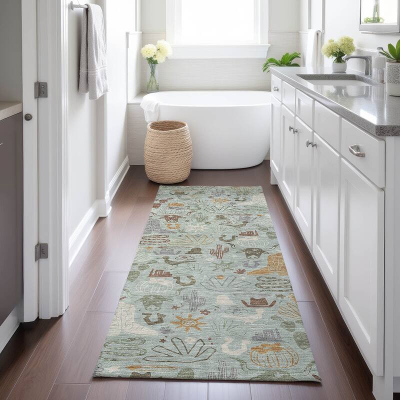 Machine Washable Indoor/ Outdoor Modern Ranch Chantille Rug