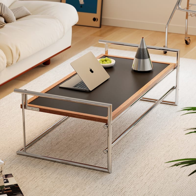solid wood stainless steel coffee table