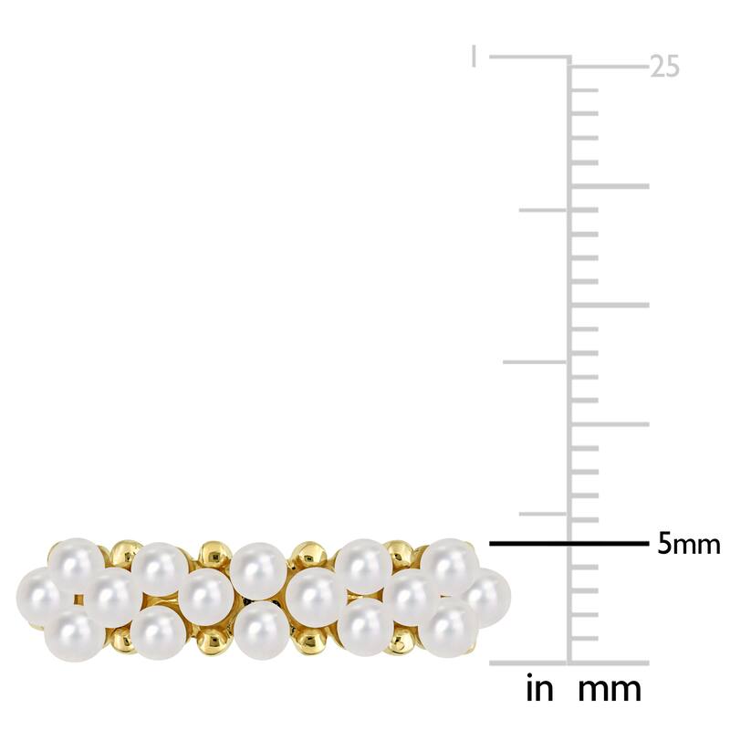 Miadora White Cultured Freshwater Pearl Semi-Eternity Ring in 14k Yellow Gold