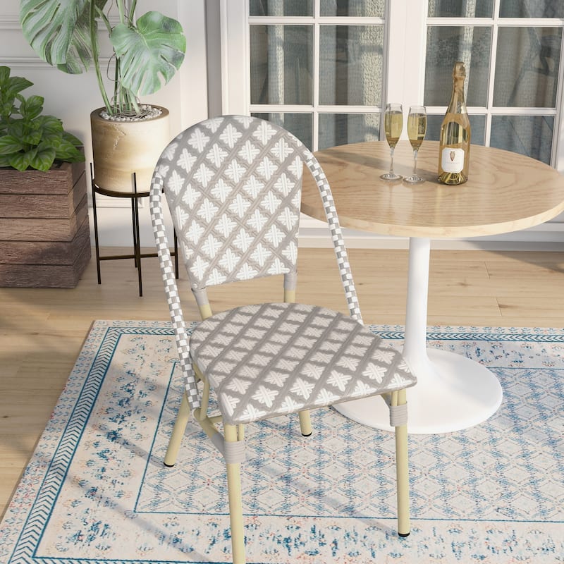Portia French Metal Wicker Outdoor Bistro Chairs (Set of 2) by Furniture of America - Set of 2