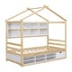 preview thumbnail 29 of 57, Wooden House-shaped Twin House Bed with Bedside Built-in Storage Shelves,Under Bed Storage,Kids and Baby