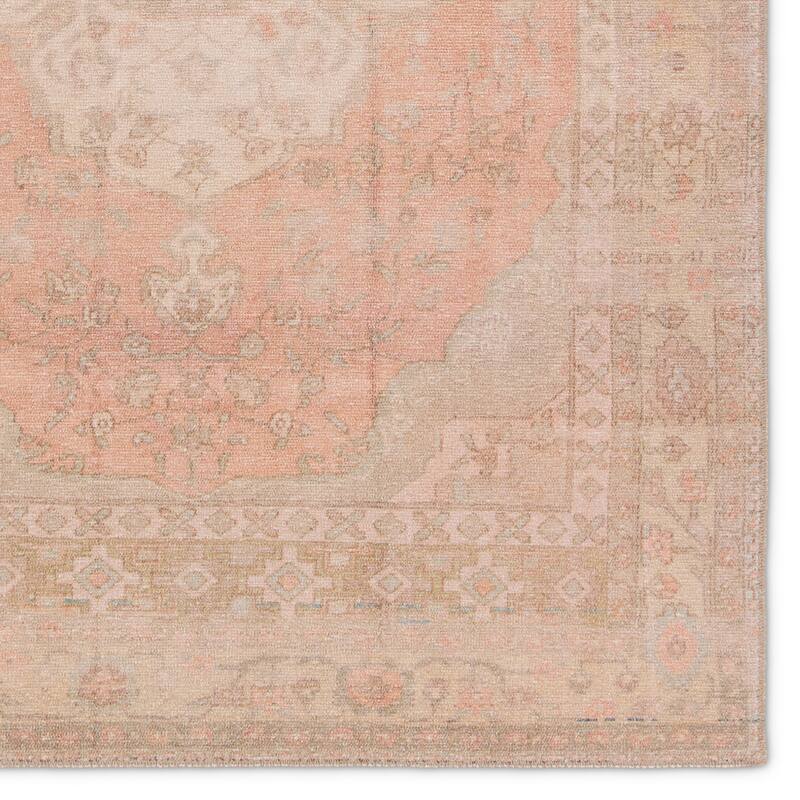 Lexa Machine Washable Medallion Orange/Tan Rug