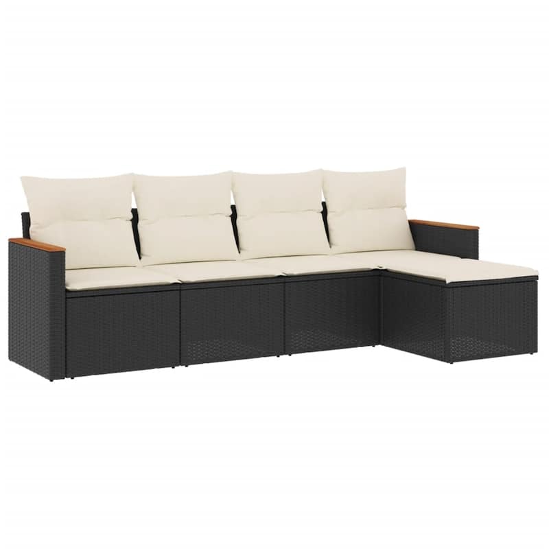 vidaXL Patio Sofa Set with Cushions Outdoor Conversation Furniture Poly Rattan - 21.7 x 21.7 x 14.6 in