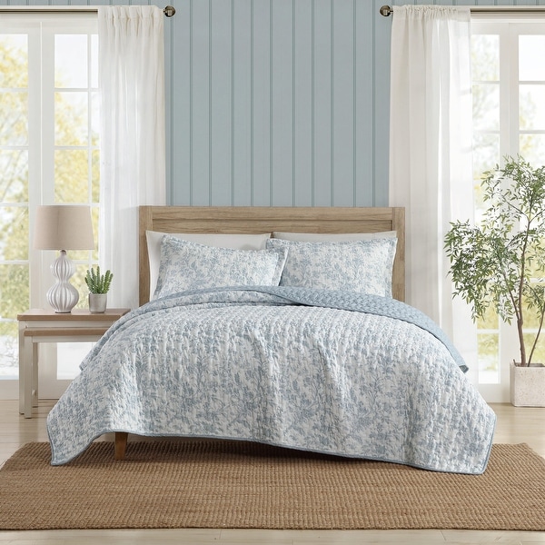 LAURA ASHLEY キルトカバー 130×190cm Laura Ashley Amberly Seersucker Blue Quilt Set - On Sale - Bed