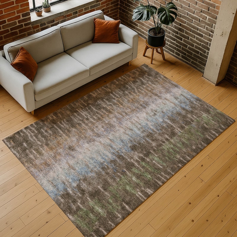 Machine Washable Indoor/ Outdoor Contemporary Ombre Chantille Rug