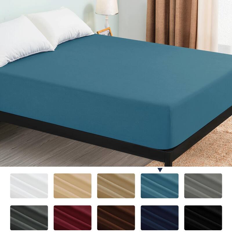 Subrtex Premium Microfiber 15-inch Deep Pocket Fitted Sheet - King - Peacock Blue