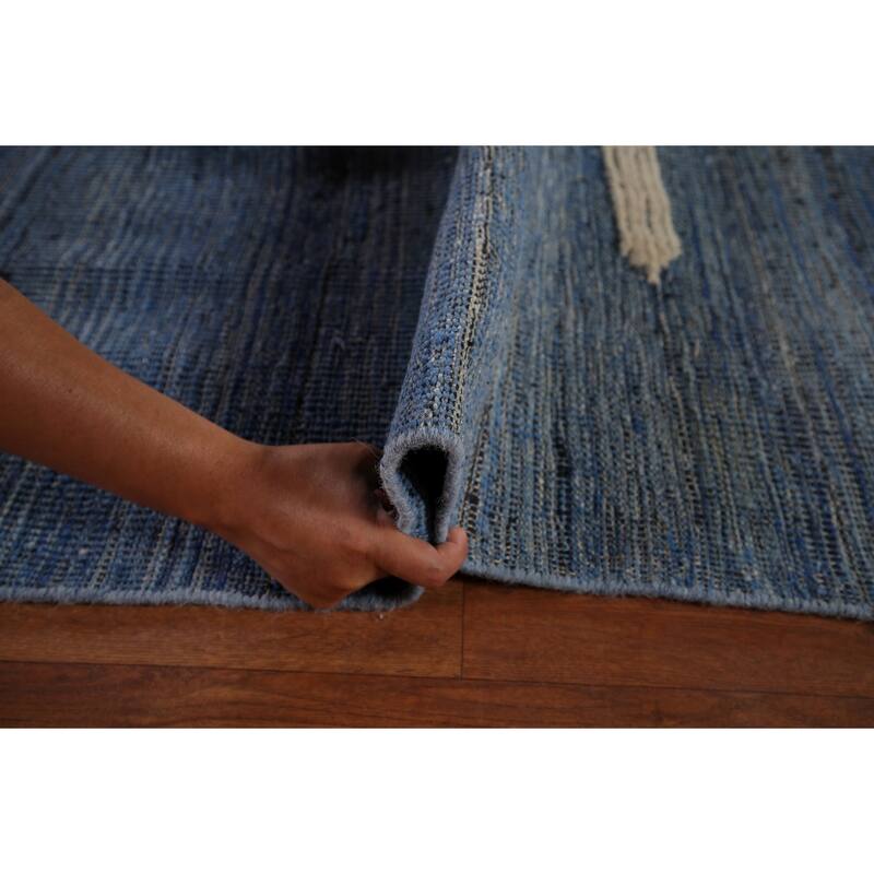 Striped Moroccan Modern Large Area Rug Hand-Knotted Wool Carpet - 11'9"x 15'8"