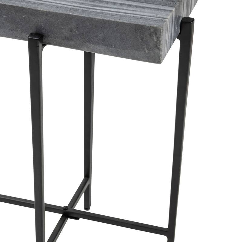 Rectangle Marble and Iron End Table