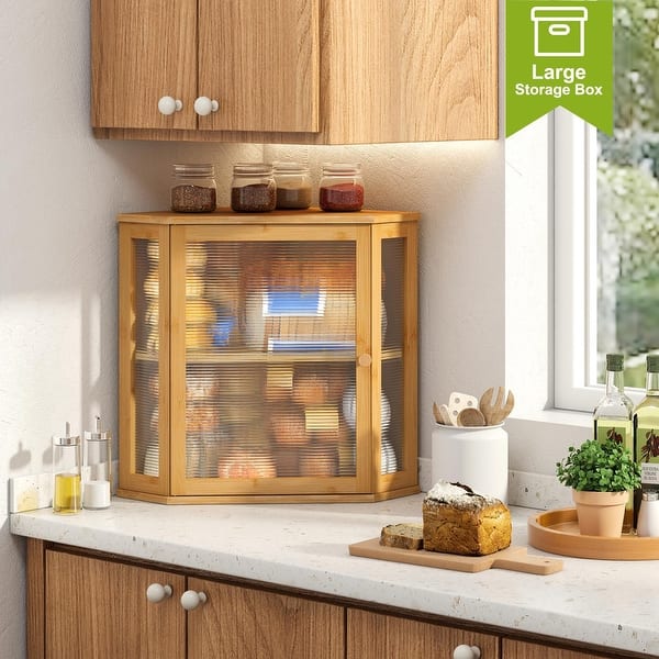 Bread Box For Kitchen Countertop, Bread Storage Basket With Linen Bag