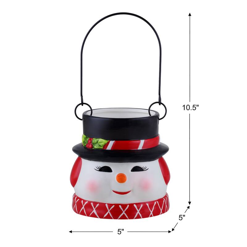 5" Nostalgic Ceramic Container - Snowman