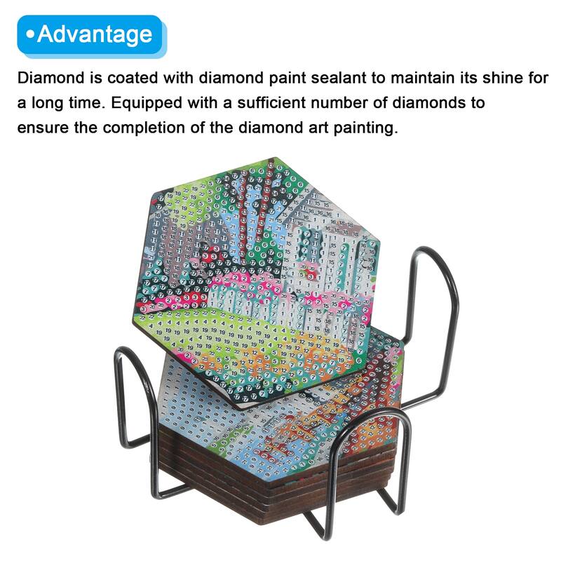 Diamond Art Coasters, 7PCS Diamond Art Painting Coasters Holder, Seaside - Multiple colors