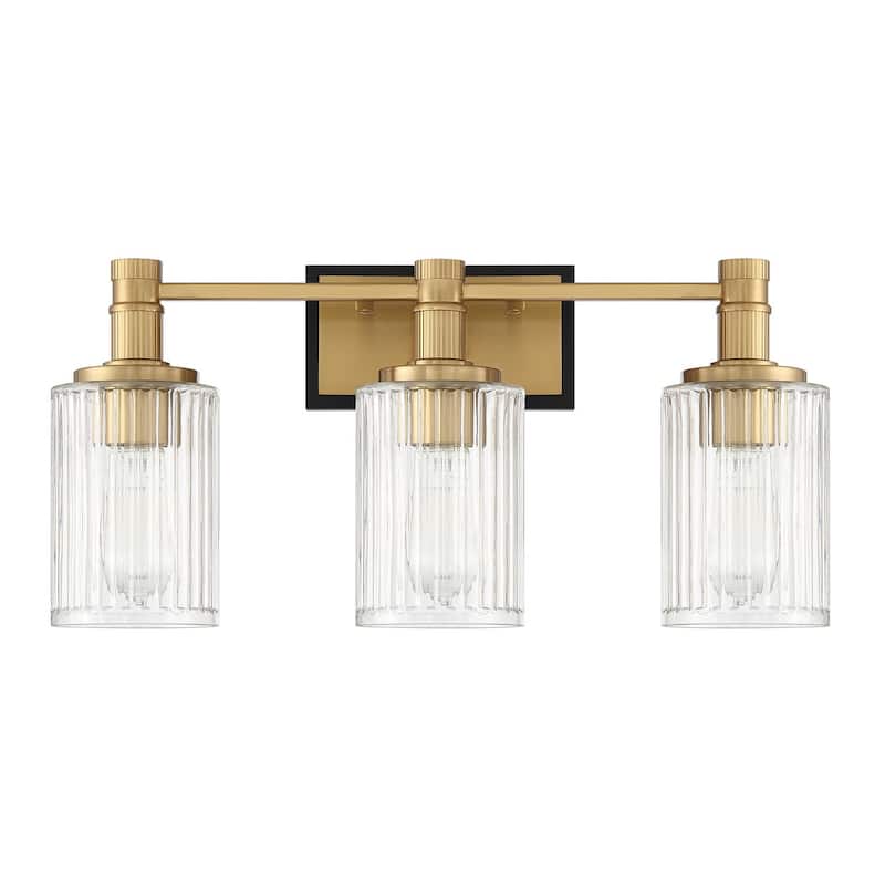 Concord 3-Light Bathroom Vanity Light - Matte Black with Warm Brass