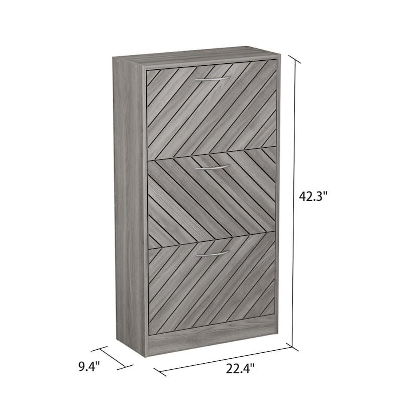 22.4"W Three Drawers Shoe Storage Cabinet,Fold-out Drawer
