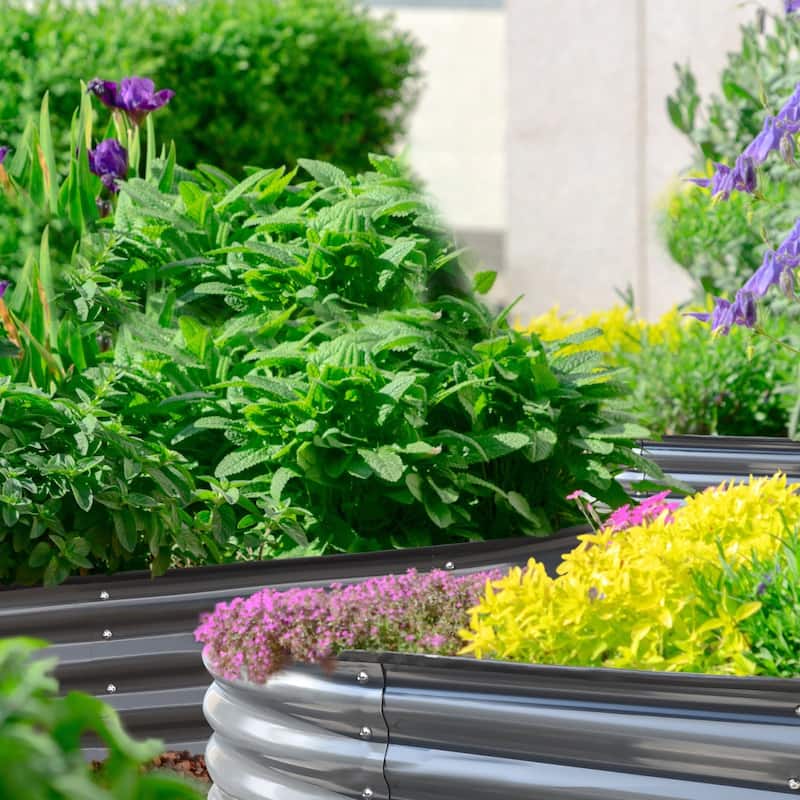 VEIKOUS Modular Metal Raised Garden Bed, Corrosion-Resistant Steel, Outdoor Planter Box for Vegetables, Flowers & Herbs