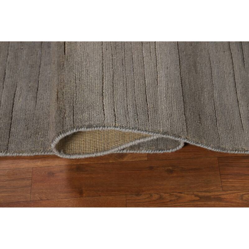 Modern Gabbeh Oriental Rug Handmade Grey Wool Carpet - 4'10"x 6'10"