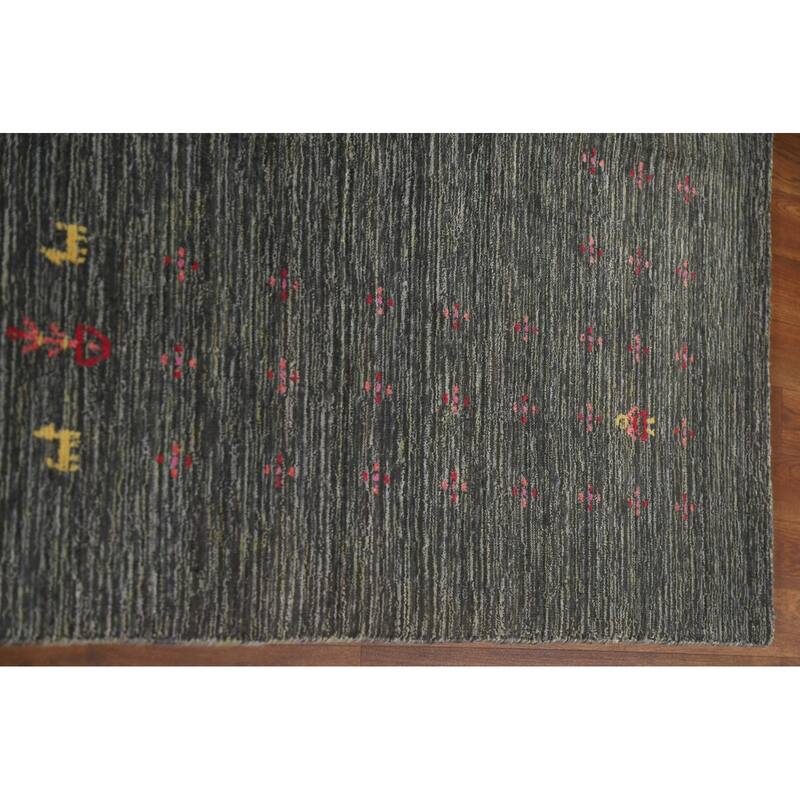 Gabbeh Indian Area Rug Hand-Knotted Wool Carpet - 7'11"x 9'10"