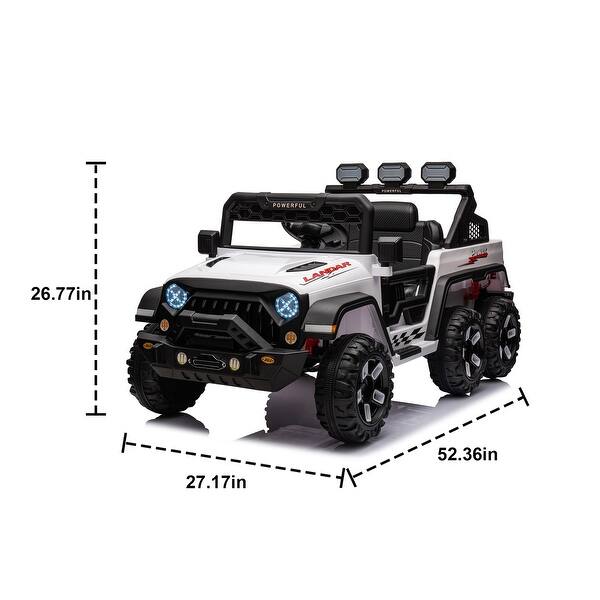 dimension image slide 1 of 2, Perfect Christmas Gift 24V Ride-On Large Pickup Truck with Bluetooth, Safe Start, and Rear Storage for Kids