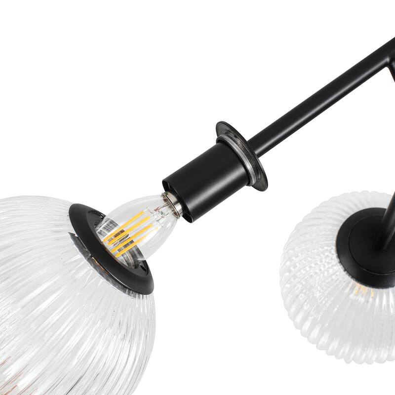 Modern 3-Light Semi-Flush Mount Light with Ribbed Glass Shades